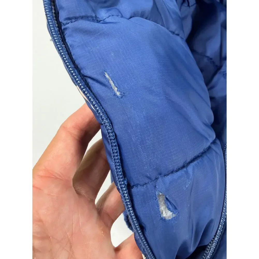 Hanna Andersson Reversible Down Puffer Jacket Heart Print Blue Size 5